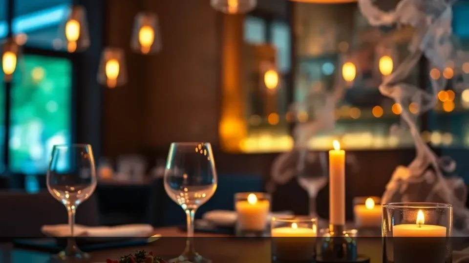 Fine dining tablescape with ambient candlelight — Hero image for restaurant websites