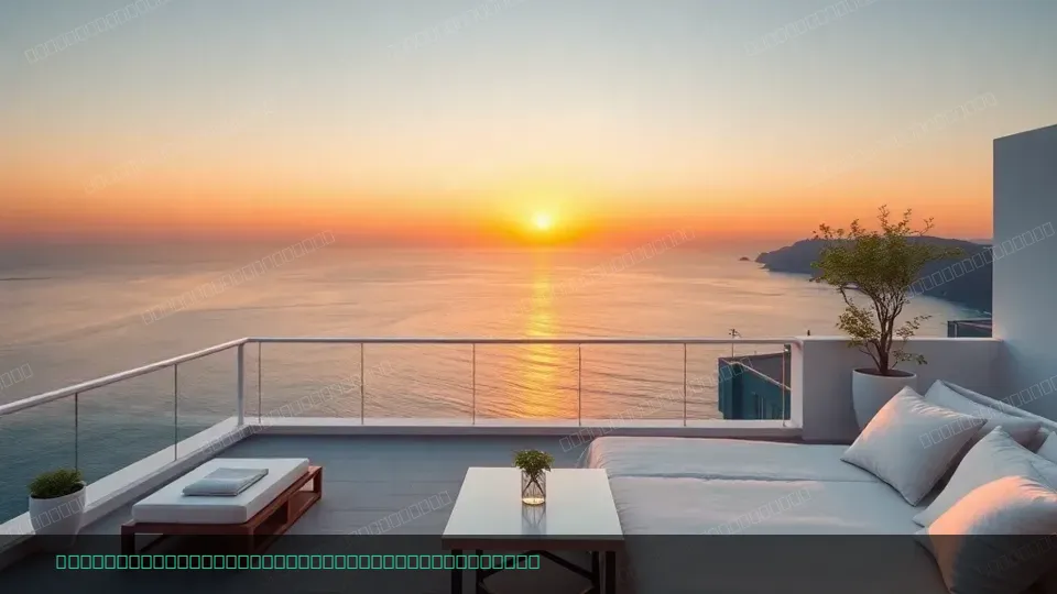 Boutique hotel terrace overlooking the coast — Hero image for travel websites