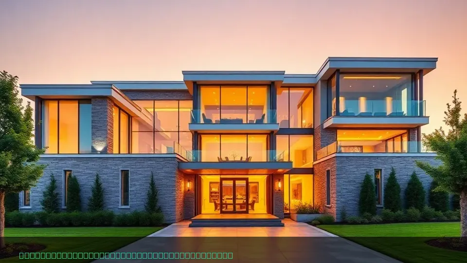Contemporary luxury home exterior at golden hour — Hero image for real estate websites